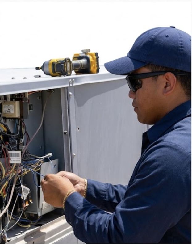 Denver Metro HVAC contractor diagnosing an electrical control panel